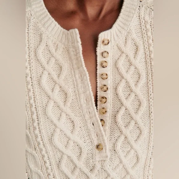Sezane White Cable Knit Sweater - Picture 2 of 5